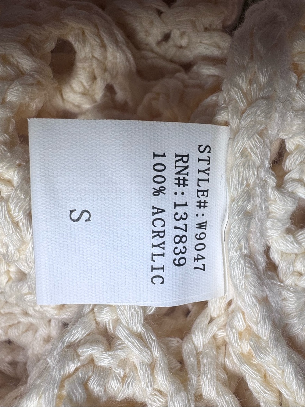 Luna Ivy Anthropologie Sz S Cream Granny Square Cropped Pullover Boho Sweater - Picture 9 of 11